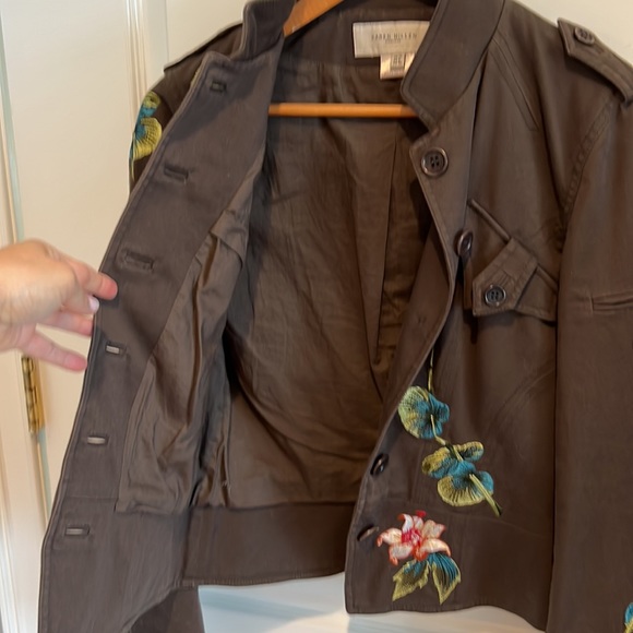 Karen Millen vintage cropped army green embroidered jacket - Picture 8 of 11